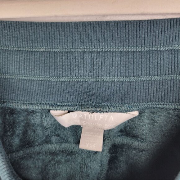 Athleta Women's XXS Double Cozy Karma Jogger Green Fleece Lined Pull On - Picture 4 of 6